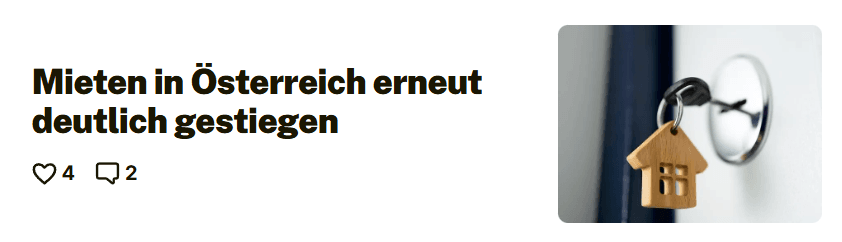 News about higher rent prices in Austira.